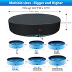 QH.HOME[2026 Upgraded Windproof] 71-72 inch Kiddie Pool Cover Round, Collapsible Dog Pool Cover with Super Windproof Ratchet Design, Odorless Waterproof Fabric Material and - Only Cover