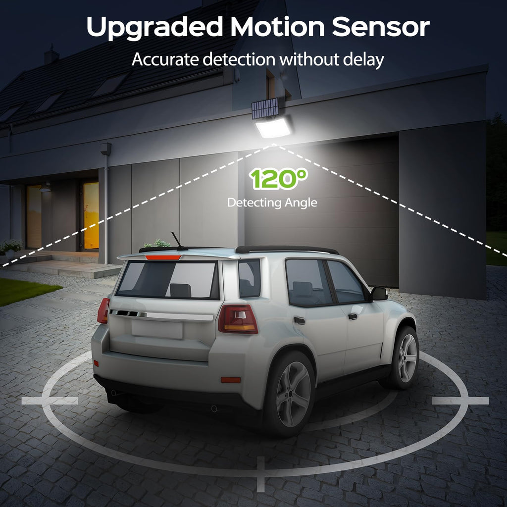 Adiding Solar Outdoor Lights, 2800LM LED Flood Lights with 16.4 Ft Cable, Remote Control Solar Motion Sensor Lights with 3 Modes, Solar Powered Security Lights for Outside Patio, Yard, Garage, 1 Pack