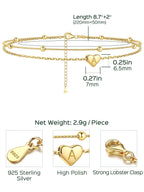 ChicSilver Gold Ankle Bracelets for Women Waterproof 14k Gold Anklets for Women Dainty Heart Layered Initial Anklet With Letter M