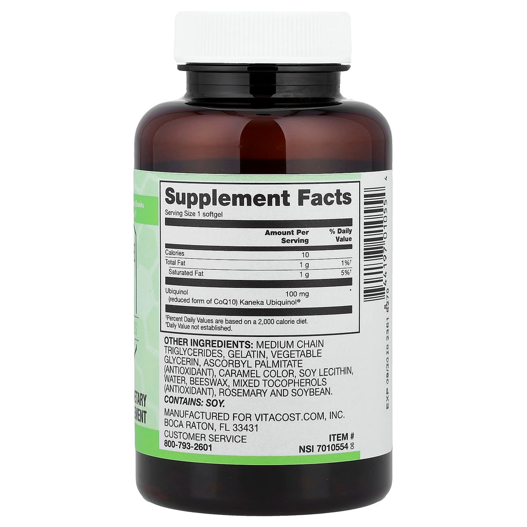 Vitacost Synergy®, Ubiquinol CoQH, 100 mg, 60 Softgels