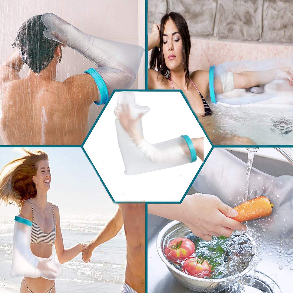 DUMSAMKER Full Arm Cast Cover for Shower Adult, 100% Waterproof Cast Shower Cover Arm, Soft Comfortable Cast Bag Cast Protector, Watertight Seal to Keep Wounds Bandage Dry, Reusable