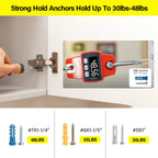 140PCS Drywall Anchors and Screws Kit, 3 Sizes Plastic Wall Anchors