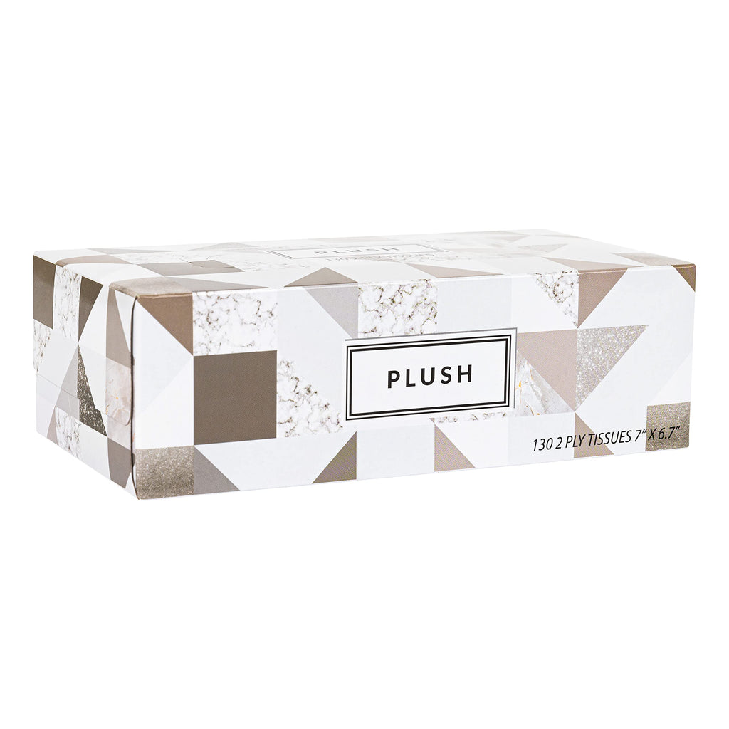 Plush Facial Tissues 130 Per Box Size 7" X 6.9" 2 Ply,Soft, Smooth, Great for Bathroom, Office, Store, School,Home, Kitchen, Or in Your Car & in Every Room (Family pack Pack of 30, 3900 Tissues total)