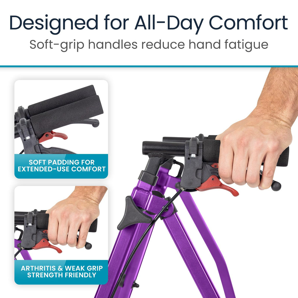 Vive Mobility Lightweight Walker for Seniors - Narrow, Folding Walker w/Wheels for Small & Tight Spaces - Light Weight for Balance, Compact Doorways, Foldable - Portable & Collapsible for Travel