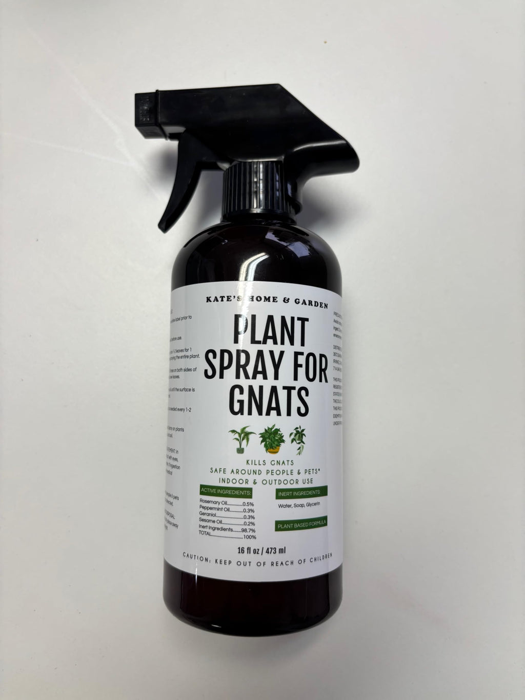 Kate's Garden Plant Spray for Insects & Getting Rid of Gnats. Fungus Gnat Killer & Bug Spray for Indoor Plants (16oz, Pet Safe, Non Toxic)
