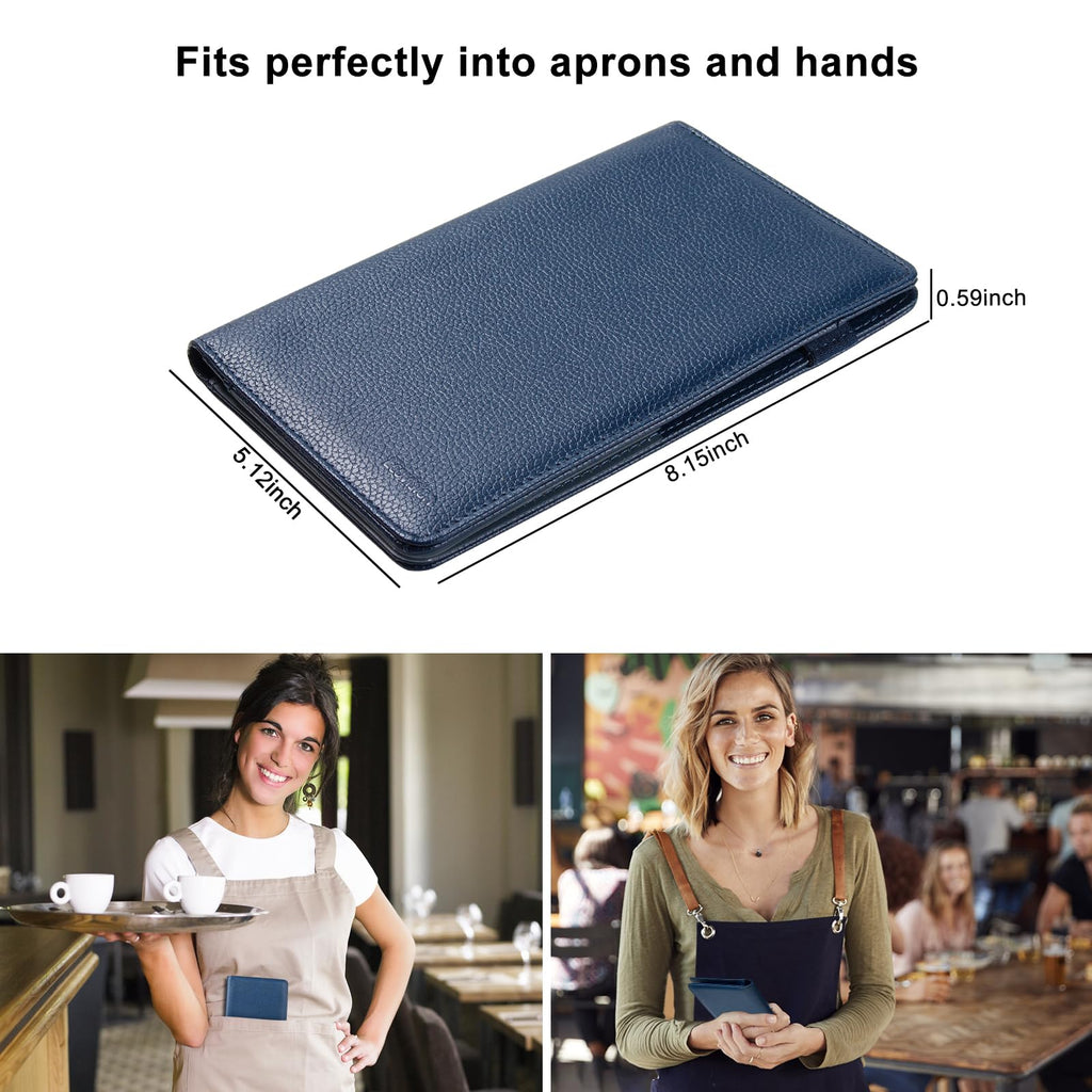 EcoVision Server Book for Waitress, Leather Waiter Organizer with Zipper Pocket, Restaurant Waitstaff Booklet, Guest Check Holder with Money Pocket, Fits Server Apron