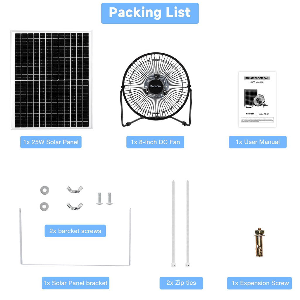 Fanspex 8" Solar Fan for Outdoor Chicken Coop, Small Greenhouse & Dog House