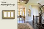 Henne Bery Rope Edge Decorative Wall Plate Switch Plate Outlet Cover (Triple Decorator, Antique Brass)