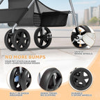 Magshion Foldable Pet Stroller, 3-in-1 Dog Travel Jogger with Detachable Carrier, Cup Holder, Storage Basket, Folding Carrier for Small/Medium Dogs & Cats Up to 33 lbs, Black