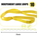 Stretching Strap Yoga Strap with Loops, Stretch Straps for Physical Therapy, Non-Elastic Exercise Strap for Pilates, Dance and Gymnastics with Workout Guide (Yellow)