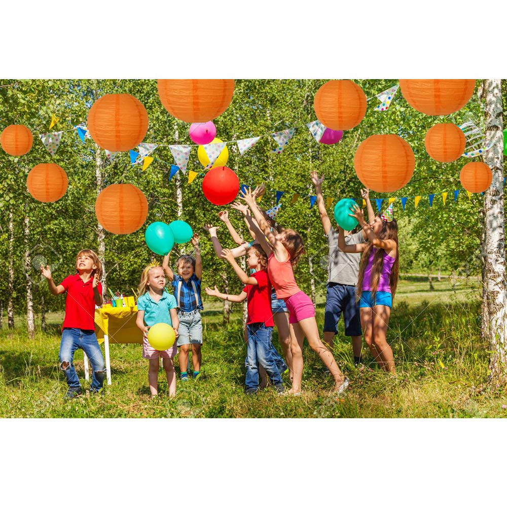 BEISHIDA Orange Round Paper Lanterns Decorative Hanging Asia Chinese Japanese Paper Lanterns Lamp for Birthday Wedding Halloween Baby Bridal Shower Fall Home Decor Party Decoration（10 Packs）