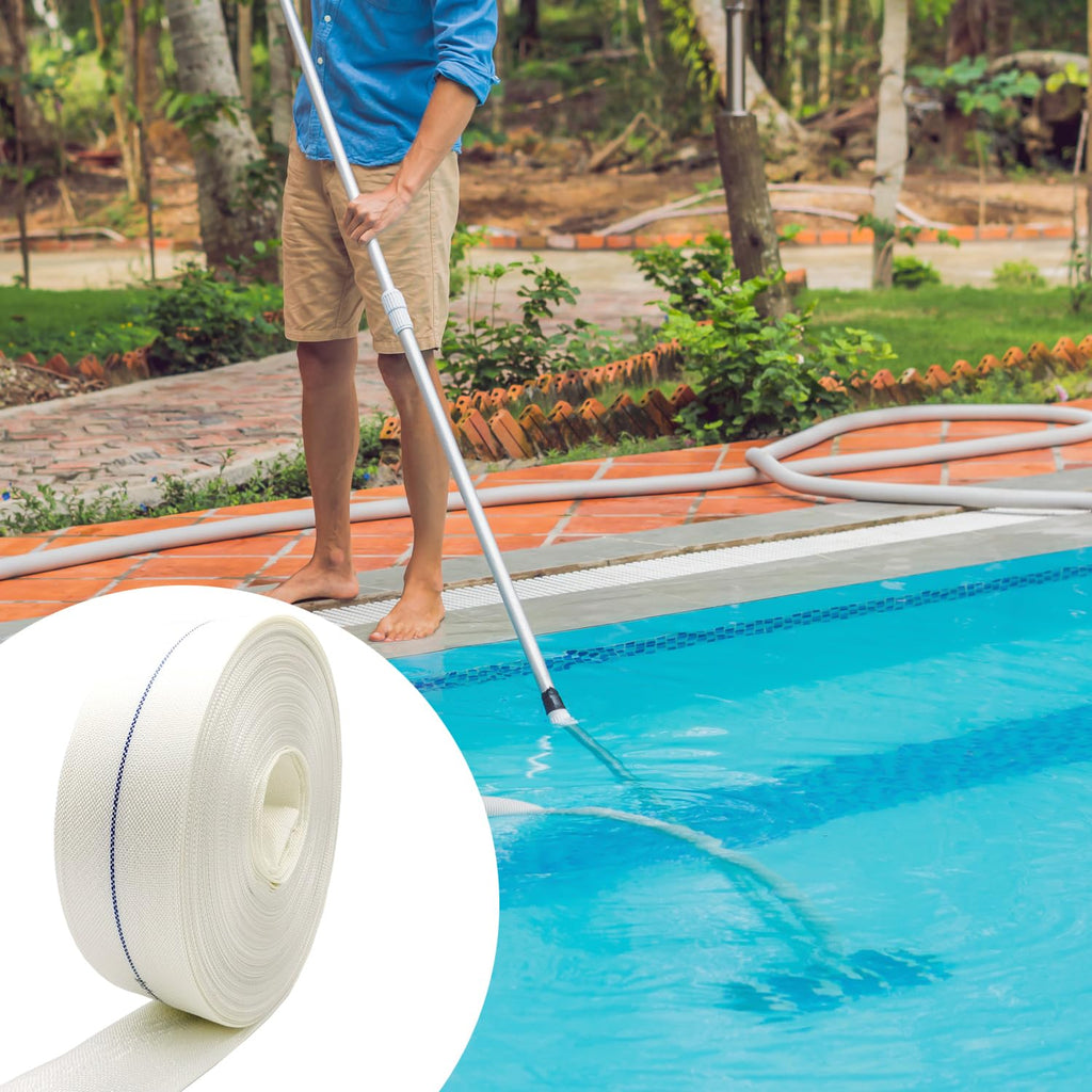 Ahzemepinyo 2IN x 164FT Pool Backwash Hose Heavy Duty Drain Discharge Hose LayFlat Garden Hose with 2 Clamps,Weatherproof Burst Resistant for Water Transfer, Sump Pump, Pool Filter, Pool Drain