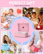 CD Player with Stereo Speakers, Wireless Bluetooth Input/Output Transmission, Rechargeable Battery, USB Retro CD Player Desktop for Home Party Decorations - Pink