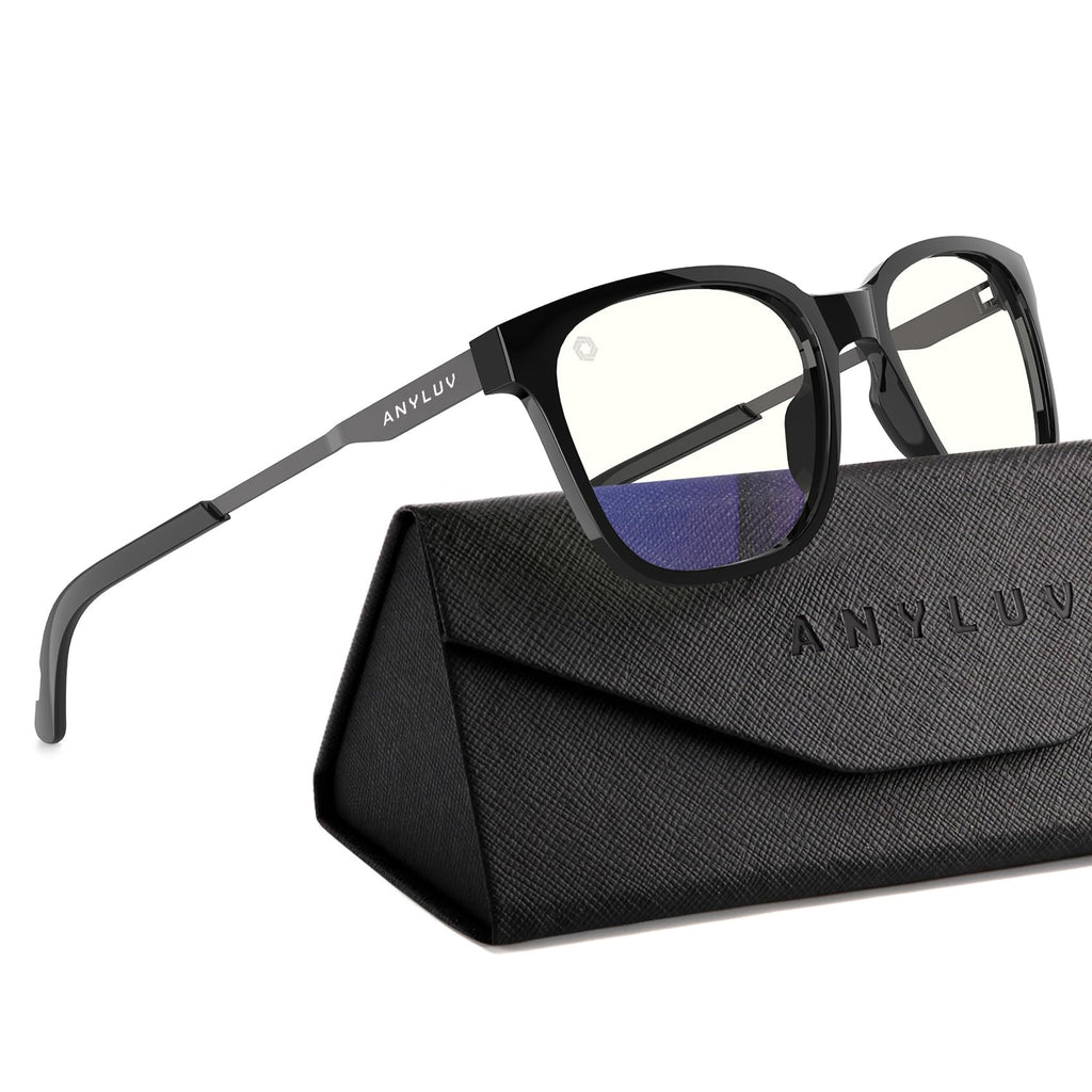 ANYLUV Blue Light Glasses for Men, Lightweight Computer Gaming Glasses, Stylish Anti Eyestrain Blue Light Blocking Men