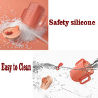 2 Pack Senior Water Cup Sippy Cups for Elderly, Safe Silicone Spill Proof Cups with 2 Handles Straw and Lid for Adults for Hospital Patients, Elderly, Pregnant, and Disabled (Blue+Orange -2 Pack)