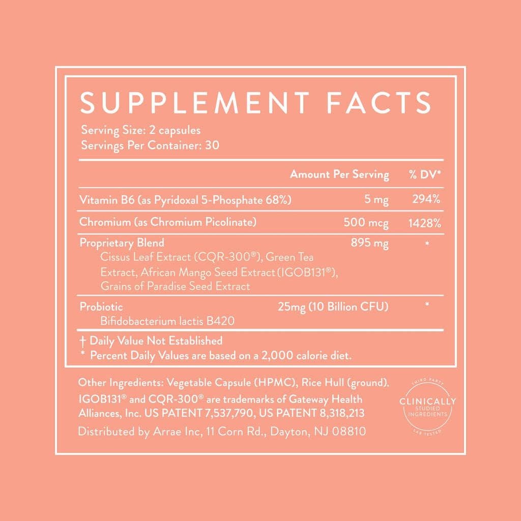 Arrae MB-1, Natural Dietary Supplement, Control Appetite, Increase Energy, Support Healthy Metabolism, 60 Capsules
