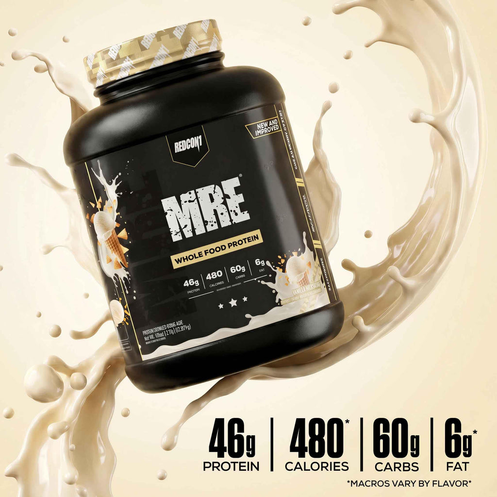 REDCON1 MRE Whole Food Protein Powder, Fudge Brownie - Meal Replacement Made with Animal and Plant Based Protein Sources, Nutrient and Calorie Dense, 0g Added Sugar (24 Servings)
