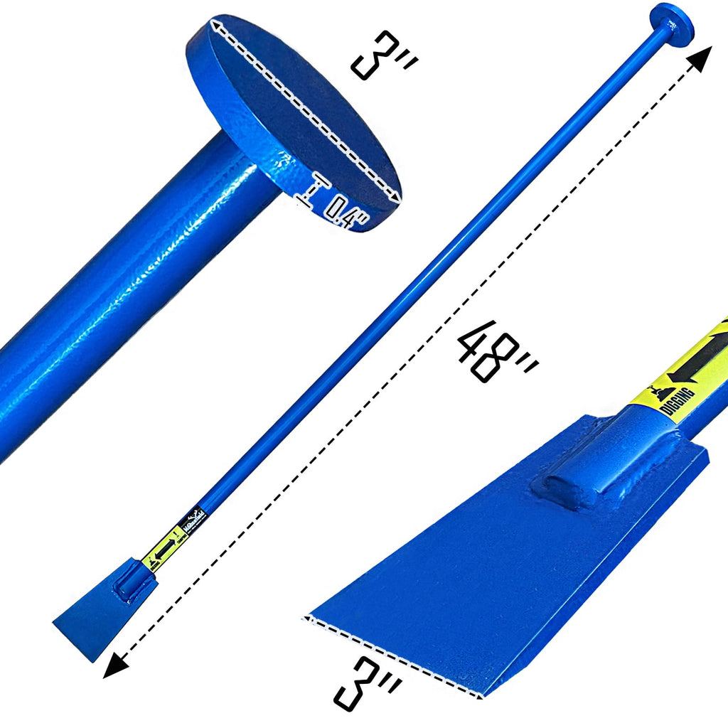 Moosefield 2-in-1 Post Hole Digging and Tamping Tool, 48" Dig Bar with Spade Blade and Round Tamper, Heavy-Duty Steel Fully Welded, Fence Post Digger Landscaping & Gardening