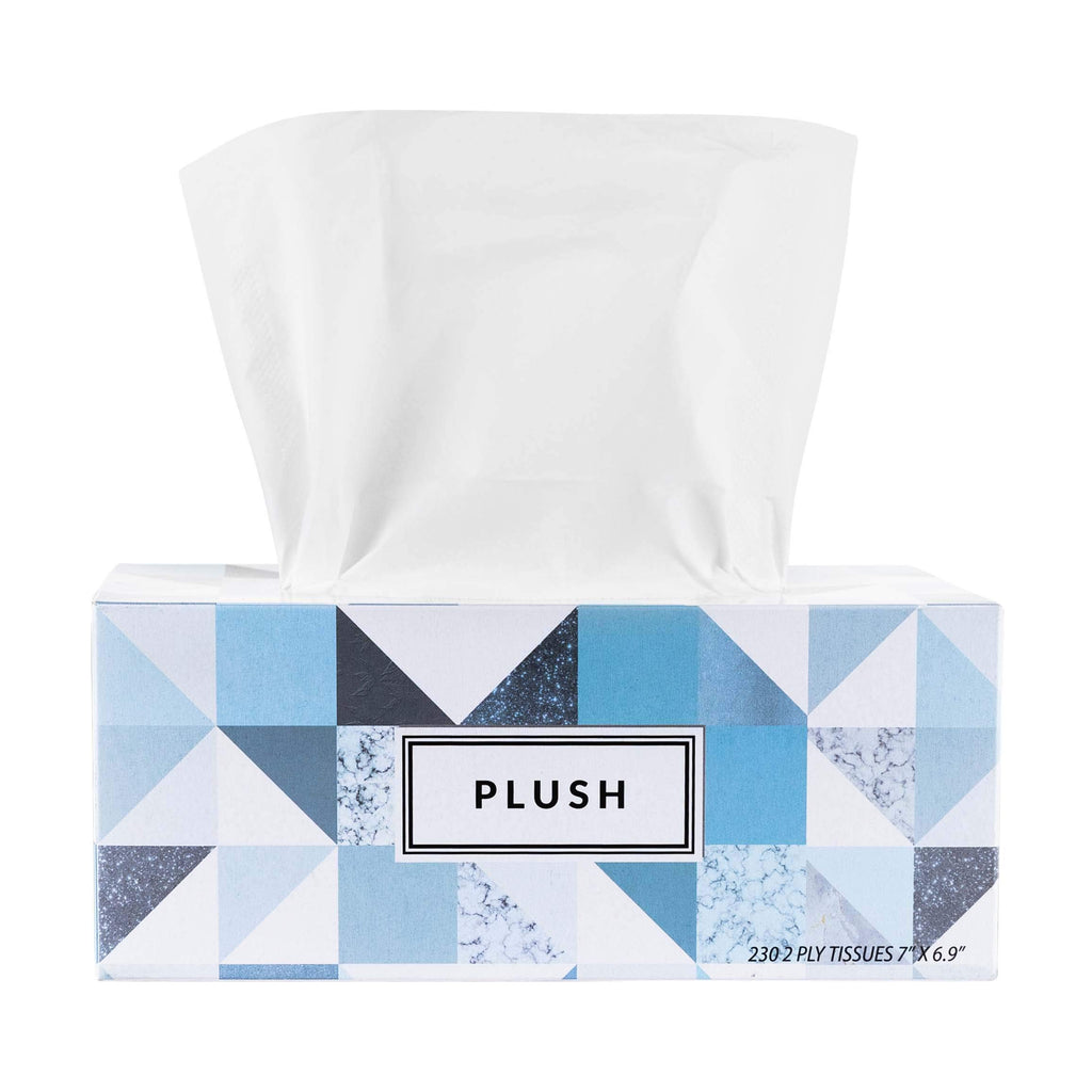 Plush Facial Tissues 130 Per Box Size 7" X 6.9" 2 Ply,Soft, Smooth, Great for Bathroom, Office, Store, School,Home, Kitchen, Or in Your Car & in Every Room (Family pack Pack of 30, 3900 Tissues total)