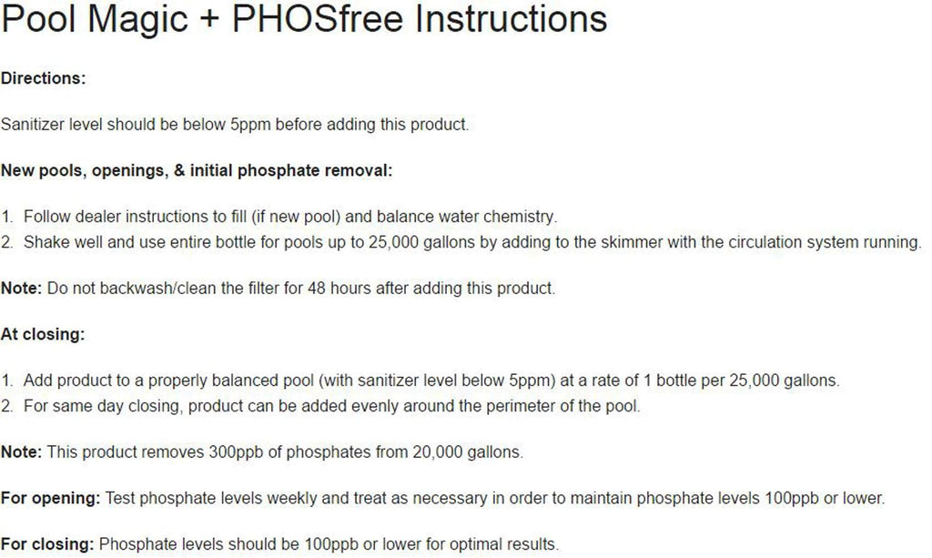 Natural Chemistry Pool Magic + PHOSfree, 1 L Each, Pack of 2, Fast & Easy Start-ups, Reduces Waterline Ring & Phosphates, Spring & Fall Pool Maintenance