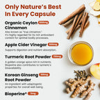 5-in-1 Ceylon Cinnamon Capsules 2355mg - Ceylon Cinnamon and Apple Cider Vinegar with Turmeric, Panax Ginseng, Cinnamon, and Bioperine, 120 ct