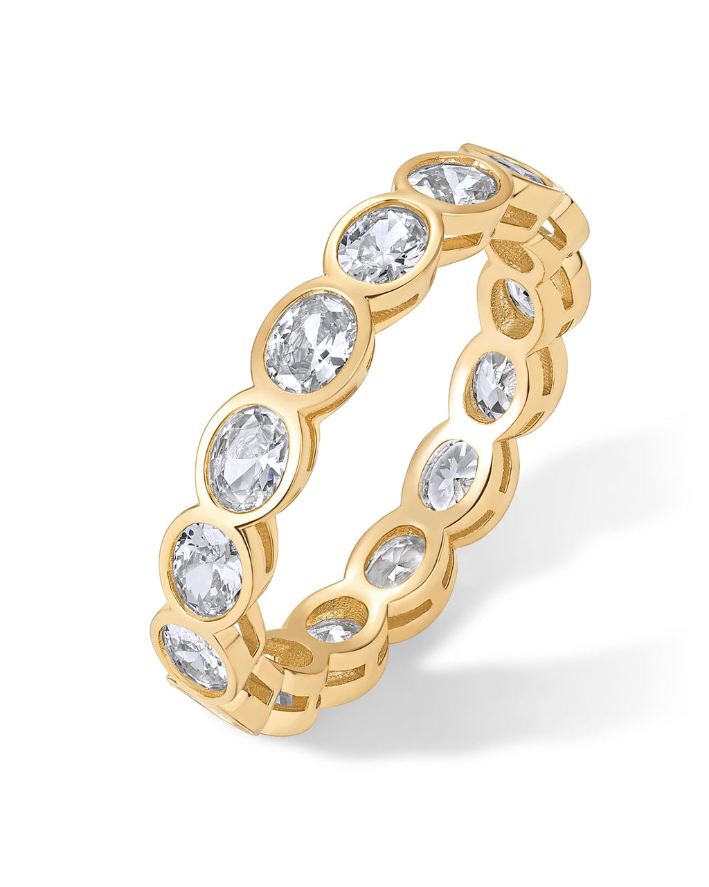 PAVOI 14K Yellow Gold Plated Oval Eternity Band for Women, Yellow Gold