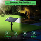 Varmtalys Solar Spot Lights Outdoor, Adjustable Angle Waterproof Landscape Spotlight, All Night LED Uplights Separate Panel, Warm & Daylight Selectable (3000k/4500k/6500k) for Tree Yard Garden 2 Pack