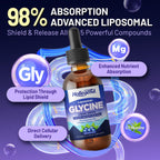 HOLLEGEND Liposomal Glycine Supplements for Sleep, 1.5/3g Glycine Liquid Drops with Magnesium, L-Theanine & L-Serine | Plus NAC & L-Alanine for Liver & Cellular Health, Vegan, Blueberry, 2 Fl Oz