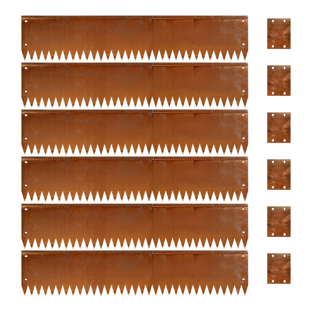 Corten Steel Edging 8" H x 40" L Steel Garden Edging 6 Pack 180 Bend Rusted