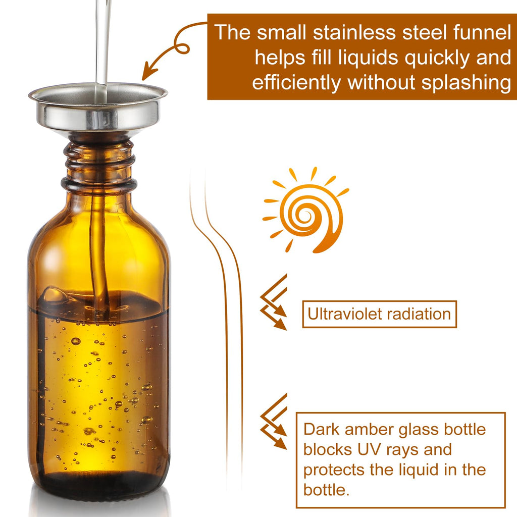 4 Pack 1 oz Glass Dropper Bottles with Measured Dropper - 30ml Dark Amber Tincture Bottles with Graduated Calibrated Glass Eye Droppers (1ml) for Essential Oils, Liquids - Leakproof Travel Bottles