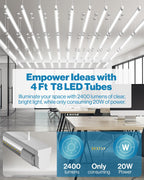 Sunco 30 Pack T8 LED Bulbs 4 Foot, 48 Inch Tube Light Bulbs Fluorescent Replacement, Single or Double Ended Hybrid Type A+B, 2400 LM, 20W, 6000K Daylight Deluxe, Clear Lens ETL.