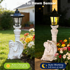 Solar Angel Garden Statue, 18" Roman Columns Angel Statue with Solar Lights Outdoor Waterproof, Resin Deocr Angel Figurine for Yard Patio Lawn Ornaments, Angel Gifts for Women Mom Grandma