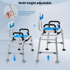 Drseats Sliding Shower Chair with Arms and Back, 500lbs Tub Transfer Benches with Non Slip Aluminum Body and Suction Cups Adjustable Height Bath Seats for Seniros Elderly Disabled or Bariatric Adults