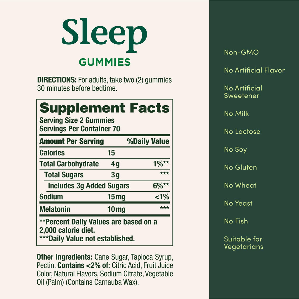 Nature's Bounty 10 mg Melatonin Gummy, 100% Drug Free Sleep Supplement, 10 mg, Blueberry, 140 Ct (Pack of 2)