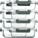 M MCIRCO 8 Pack,30 oz Glass Food Storage Containers with Lids, Gray