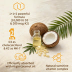 LETSCOL 2-in-1 Vitamin D3 K2 Supplement Softgel, Vitamin D3 10000 IU and Vitamin K2 200 mcg, K2 MK7 with D3 Vitamin Supplement Support Immune, Heart, Joint, Teeth & Bone Health