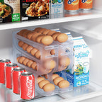 Sotfamily Egg Holder for Fridge, Auto Rolling Egg Dispenser for Refrigerator, Kitchen - Space-saving Egg Roller/Organizer/Storage/Container/Tray - 2 Packs for 56 Large Size Eggs(Frosted Clear)