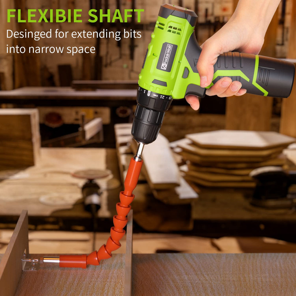 FADAKWALT Cordless Drill Set,12V Power Drill Set with Battery and Charger, Electric Driver/Drill Bits, 3/8'' Keyless Chuck,21+1 Torque Setting, 180 inch-lbs, with LED Electric Drill Set (Green)