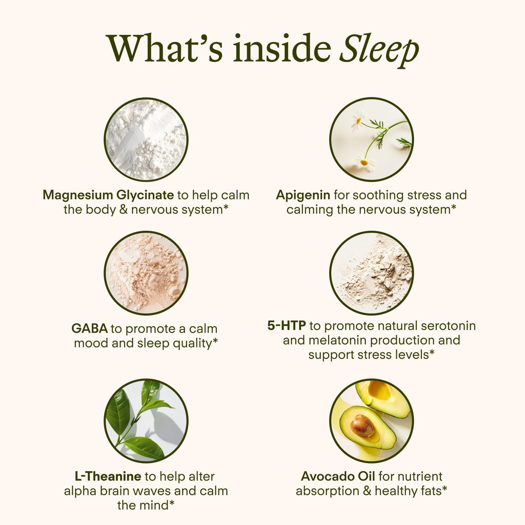Sunny Within Sleep - Melatonin-Free Formula with Magnesium Glycinate, GABA, L-Theanine, 5-HTP, Apigenin & Avocado Oil - Relaxation & Healthy Sleep-Wake Cycles* - 30 Daily Pouches