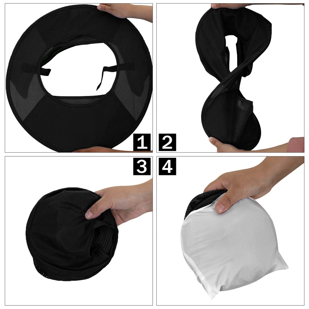 LIZMOF Hard Hat Sun Shade, High Visibility Sun Visor Neck Shade with Reflective Strip, Hard Hat Accessories, Full Brim, Man& Woman (Hard Hat Not Included), Black, 4 Pack