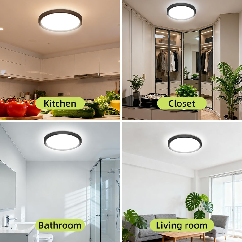 hepside LED Flush Mount Ceiling Light, 15Inch 30W LED Ceiling Lights Fixture,5 Color Temperatures in One,Ultra-Thin Flush Mount Light Fixture for Closet Bathroom Hallway Bedroom Laundry
