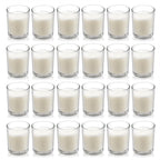Housecret 24 Pack Warm White Unscented Clear Glass Filled Votive Candles. Hand Poured Wax Candle Ideal Gifts for Aromatherapy Spa Weddings Birthdays Holidays Party