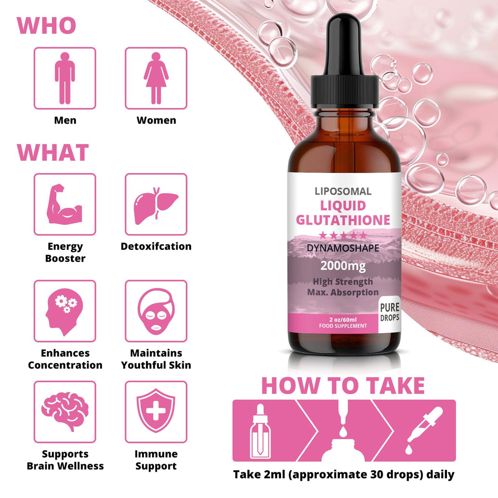 Liposomal Glutathione 2000mg with Vitamin C, Oral Glutathione Liquid, Antioxidant Supplement for Detox, Superior Absorption, Higher Dosage (Pack of 1)