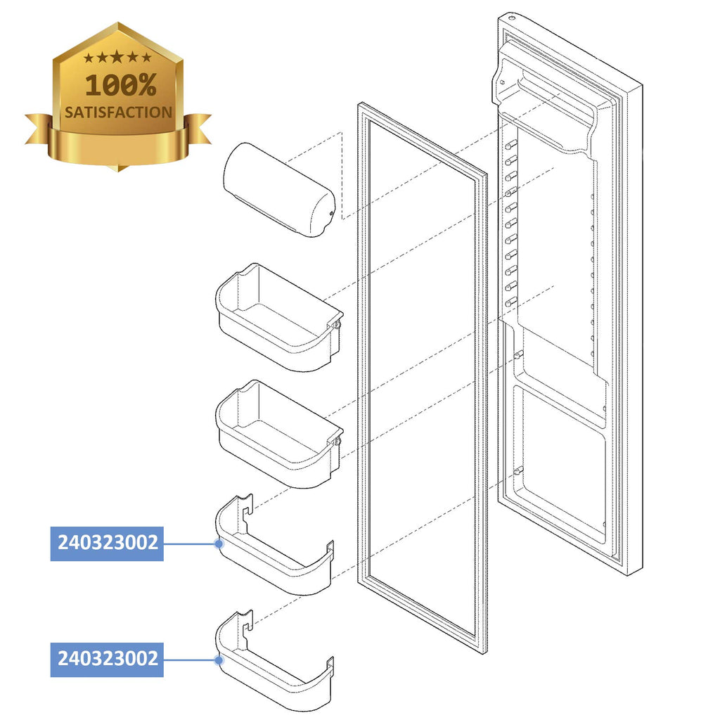 240323002 Refrigerator Door Bin Shelf Compatible with Frigidaire or Electrolux, Bottom 2 Shelves on Refrigerator Side, Clear, Double Unit, Replaces PS429725, AP2115742