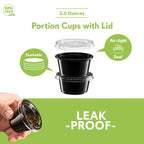 2 oz - Black Diposable Plastic Portion Cups With Lids, Small Mini 100 Sets
