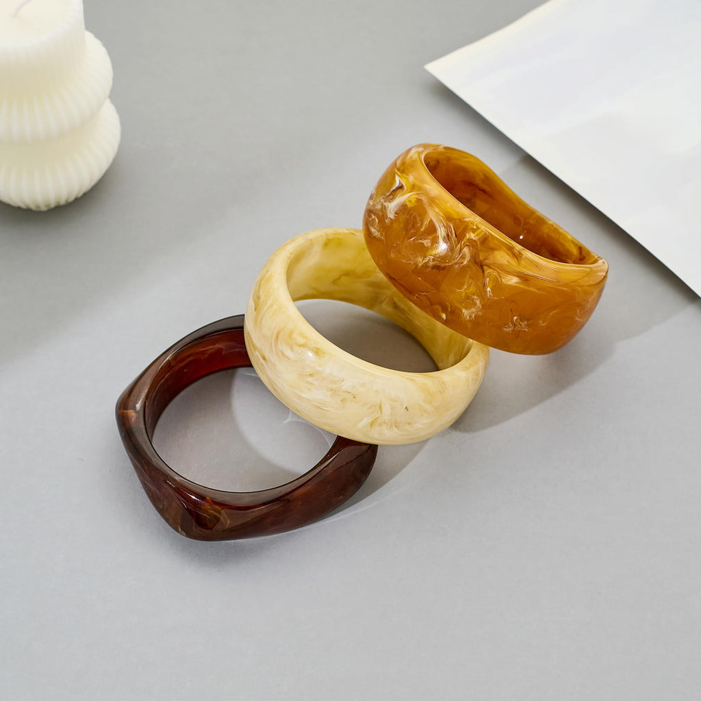 WOWORAMA 3pcs Large Chunky Acrylic Bangle Bracelets Set for Women