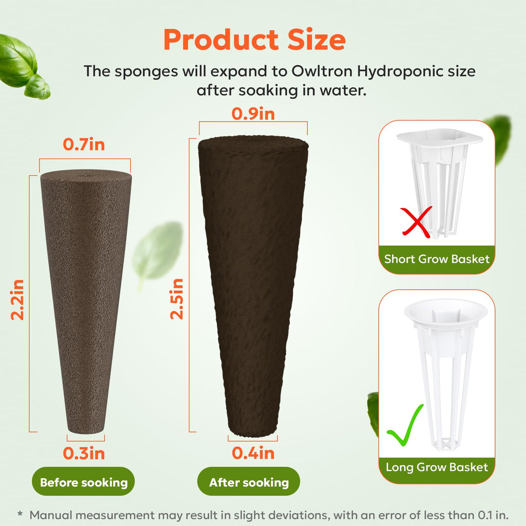 Owltron 165 Pcs Hydroponic Seed Pods Kits, Grow Anything Kit Pod for Indoor Herb Garden with 50 Sponges, 4 A&B Nutrient Plant Food, 30 Baskets, 50 Stickers, 30 Germination Domes, 1 Tweezer