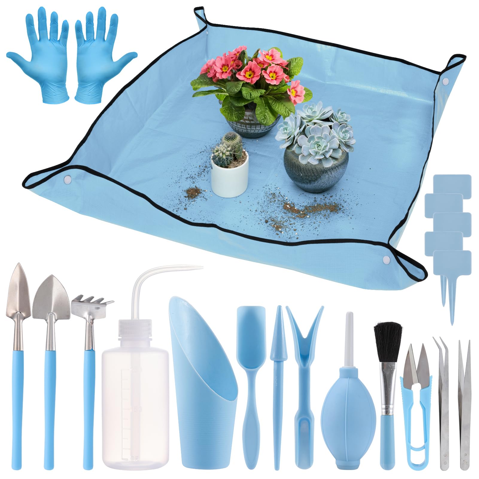 ANPHSIN 20pcs Small Gardening Tools Gifts for Women Beginners, Blue