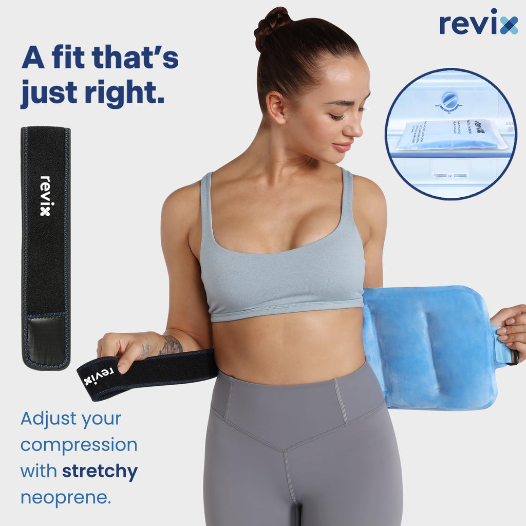 REVIX Reusable Ice Pack for Injuries and Pain Relief (16"X9")- Freeze Gel & Soft Plush Lining Ice Wrap for Shoulder, Back, Hip, Arm & Knee, Cold Compress Therapy for Swelling, Bruises & Surgery