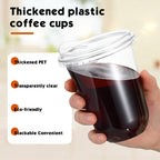 Baderke 300 Pcs Clear Plastic Cups with Strawless Sip Lids Disposable Round Bottom Togo Cups for Coffee Smoothie Cold Beverage Coffee Shops and Party Catering (16 oz)